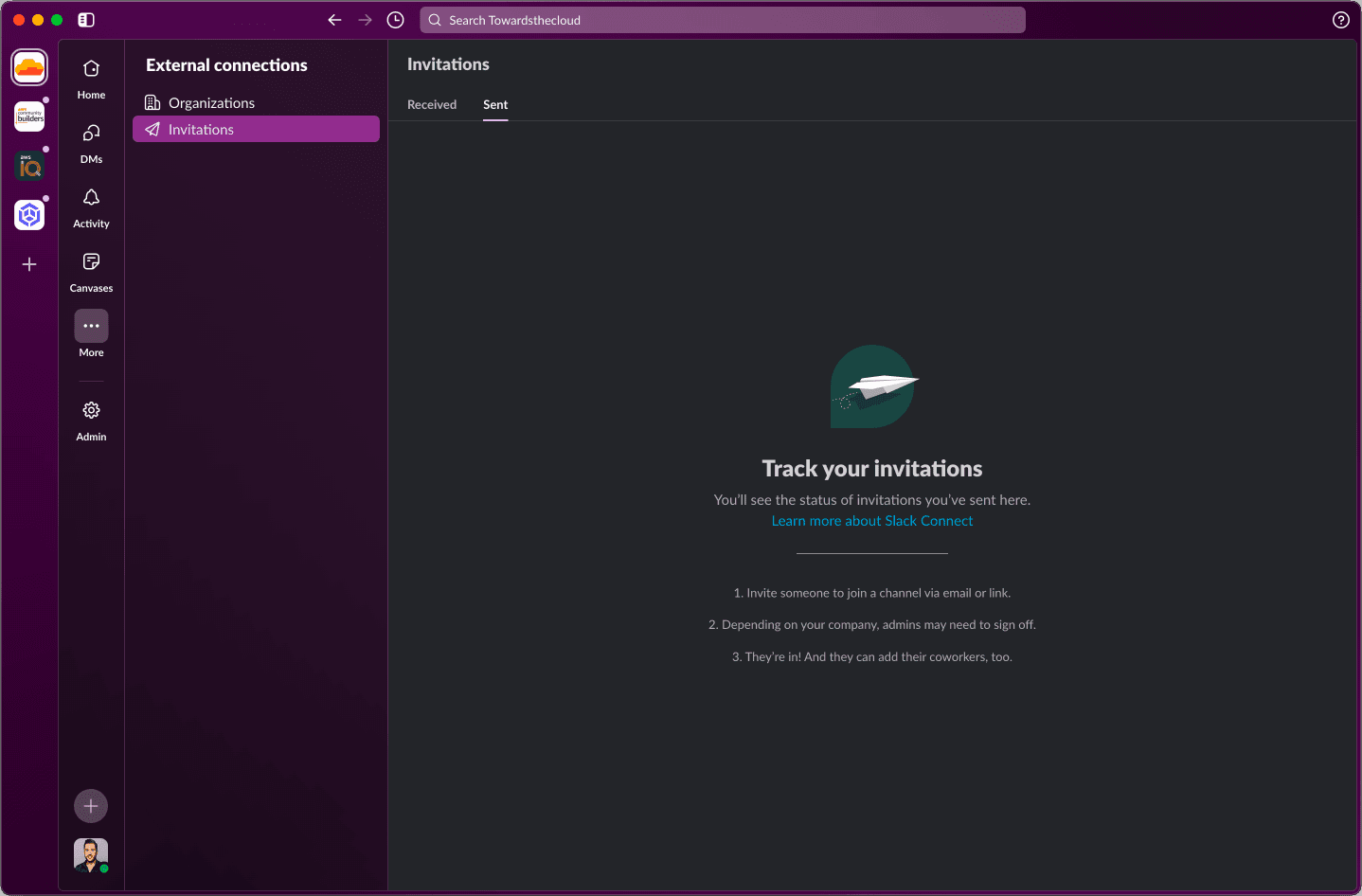 Slack workspace used for ongoing cloud engineering support Slack workspace used for ongoing cloud engineering support
